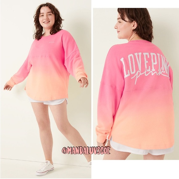 PINK Victoria's Secret Tops - NEW💗VS PINK PEACH & PINK OMBRE VARSITY CREW